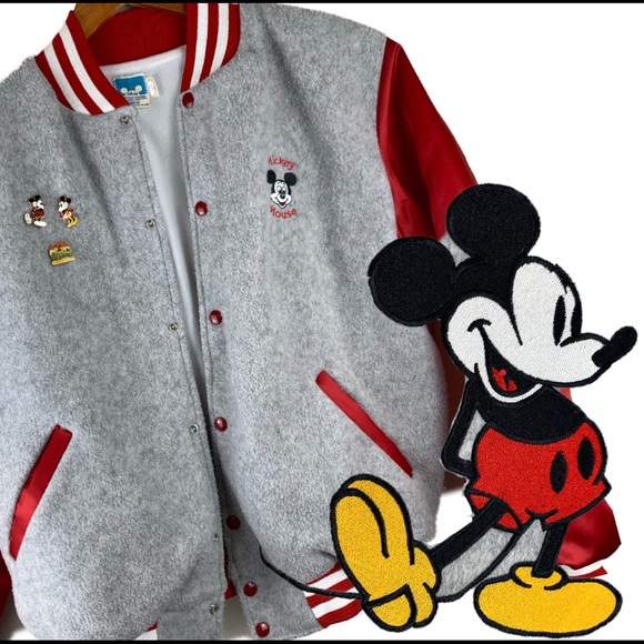 Disney Jackets & Blazers - VTG Disney Mickey Mouse jacket w/pins bomber coat